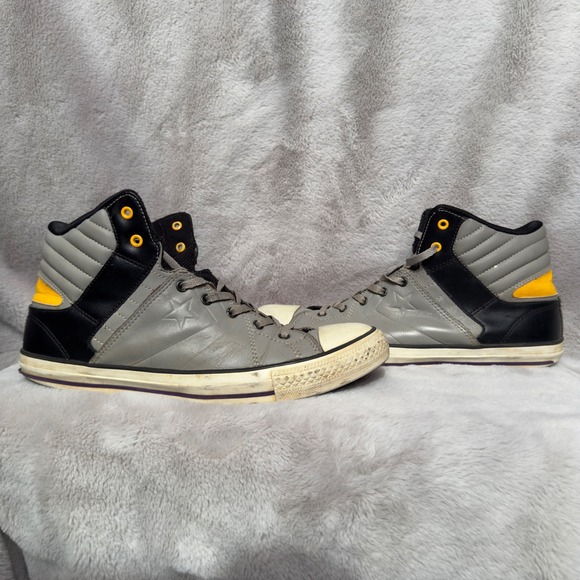 Converse Chuck Taylor All Star High Top Shoes Mens 10 Gray Black Yellow Sneakers - Picture 5 of 8